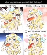 jashin fervently eating hot dog food
