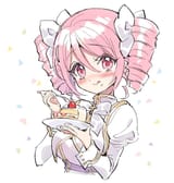 pino feasting on delicious strawberry cake whilst holding in her glee