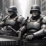 Armored Policemen on patrol