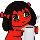 ebil fork &amp; coffee cup