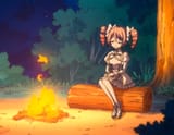 pino sit eyes closed by fire camp