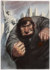 Gino_Boccasile_(1901-52)_Jewish_Bolshevik_defending_America_New_York_Statue_of_Liberty._WWII_Italian_fascist_anti-semittic_-Jewish_-American_-communist_propaganda_poster_Repubblica_Sociale_Italiana_wolfsonian.org_No_kn