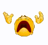 Emoji disintegrating in pain