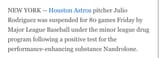 Astros minor league pitcher Julio Rodriguez suspended 80 games - ESPN