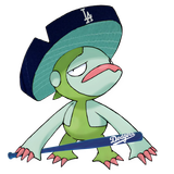 Lombre_Dodgers_Sombrero_Pokemon_Holding_Bat