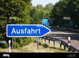 german-autobahn-exit-sign-ausfahrt-germany-europe-A8J1FY