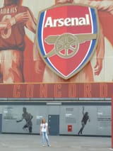 a young victoria pelova outside the emirates stadium.jfif