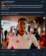 Screenshot 2025-07-09 at 20-24-59 Fabrizio Romano on X 🚨🟡🔴 Anass Salah-Eddine agent Mo Sinouh about news of possible move to Feyenoord “Nor I nor Anass have spoken with anybody of Feyenoord about a possible move”. “Anass is happy in Roma an