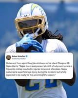 Breaking- Chargers RB Najee Harris sustained a superficial eye injury during a 4th of July firew