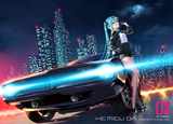Konachan.com - 279713 aqua_eyes aqua_hair candy car clouds gloves hamada_youho hatsune_miku lollipop long_hair moon night shorts sky twintails vocaloid
