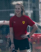 Photo by Aurelia Nobels on June 06, 2025. May be an image of 1 person, playing tennis, playing football, track and field, sportswear, sport equipment, racket, stadium and text.