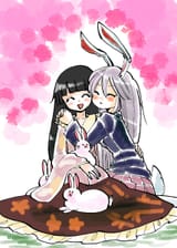 touhou_reisen_and_kaguya_hug_bunnies
