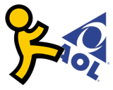 AOL Running Man Kicking AOL Symbol