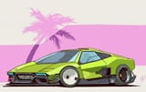 cyberpunk green lambo