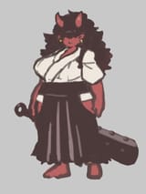 big red oni lady