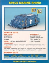 Warhammer 40K 2.ed [datafax] SM Rhino (v2) (front)