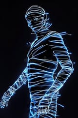 glowing-blue-outline-mummy-figure-black-background-halloween-concept-glowing-blue-outline-mummy-figure-black-333261220