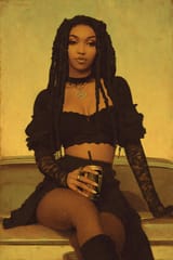 A_vintage_poster_of_a_black_woman_with_long_hair_and_e8356361-7b0a-47a2-8e95-3ccea75506ce_1