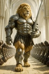20250625_1125_Lion Knight Procession_simple_compose_01jyk6bvkwfrkrc9tv5m4c6t93