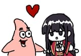 cute bored lil anime girl and patrick