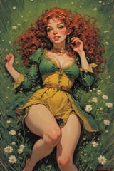 Relaxing in Field - Paint Vintage Pulp