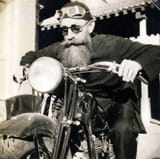 Jesuit missionary on an Asahi motorcycle in China in 1939