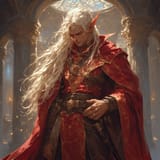 male eladrin pyromancer bows politely