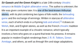 One of the best known Arthurian legends
