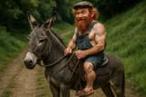 20250708_2049_Hobbit Rides Donkey_simple_compose_01jznnwh8mfpe8qdyfj8bmpqnh