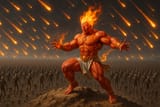 20250715_2125_Fire Genasi&#039;s Meteoric Dance_simple_compose_01k07rnaxrf9psm0aj40zq8krw