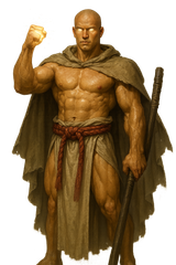 muscular cleric casting a spell