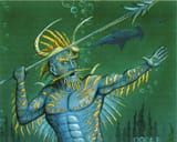 is the arm with spear behind his head, biceps don&#039;t look like that in that pose