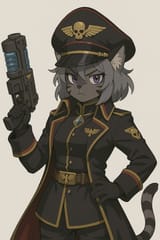 40k catgirl commissar plasma pistol