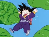 Goku_sliding_on_leaves