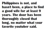 philippines is not a place to find a wife