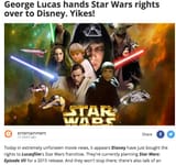 yikes! Star wars sold to disney