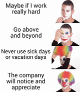 working hard clown