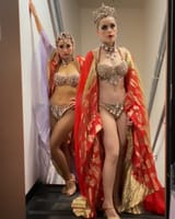Kiernan Shipka and Brenda Song on set of The Last Showgirl