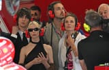 Rebecca Ferguson and Anya Taylor Joy with husbands at Silverstone