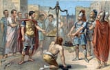 French_School_-_Brennus_leader_of_the_Gallic_tribe_of_the_Senons_pronounces_the_fateful_Vae_vict_-_(MeisterDrucke-1047467)