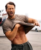 GLEN POWELL SHIRTLESS MENS HEALTH OUTTAKE