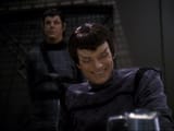 Romulan laughing at humans
