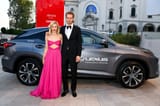 Sarah Gadon Husband Pink Dress Venice 2