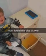 batman kid piss drawer