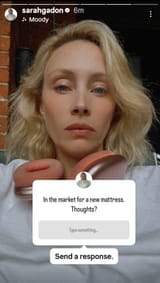 Sarah Gadon Mattress Instagram