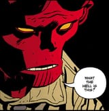hellboy trying to figure out this bullshit he&#039;s looking at
