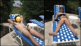 me and my gf suntanning