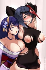 raiden shogun and kujou sara (genshin impact) drawn by hioyami - 17eea139c3416d80e60ed3e85490faea