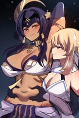 __lumine_and_candace_genshin_impact_drawn_by_hinghoi__a4bb946c38d1be84efe4747f91764a74