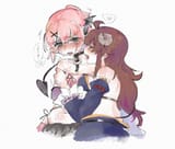 __yoshida_yuuko_and_chiyoda_momo_machikado_mazoku_drawn_by_lokiyoe__d0b2f6f3a1fb888ed9ffe55b47aa26df